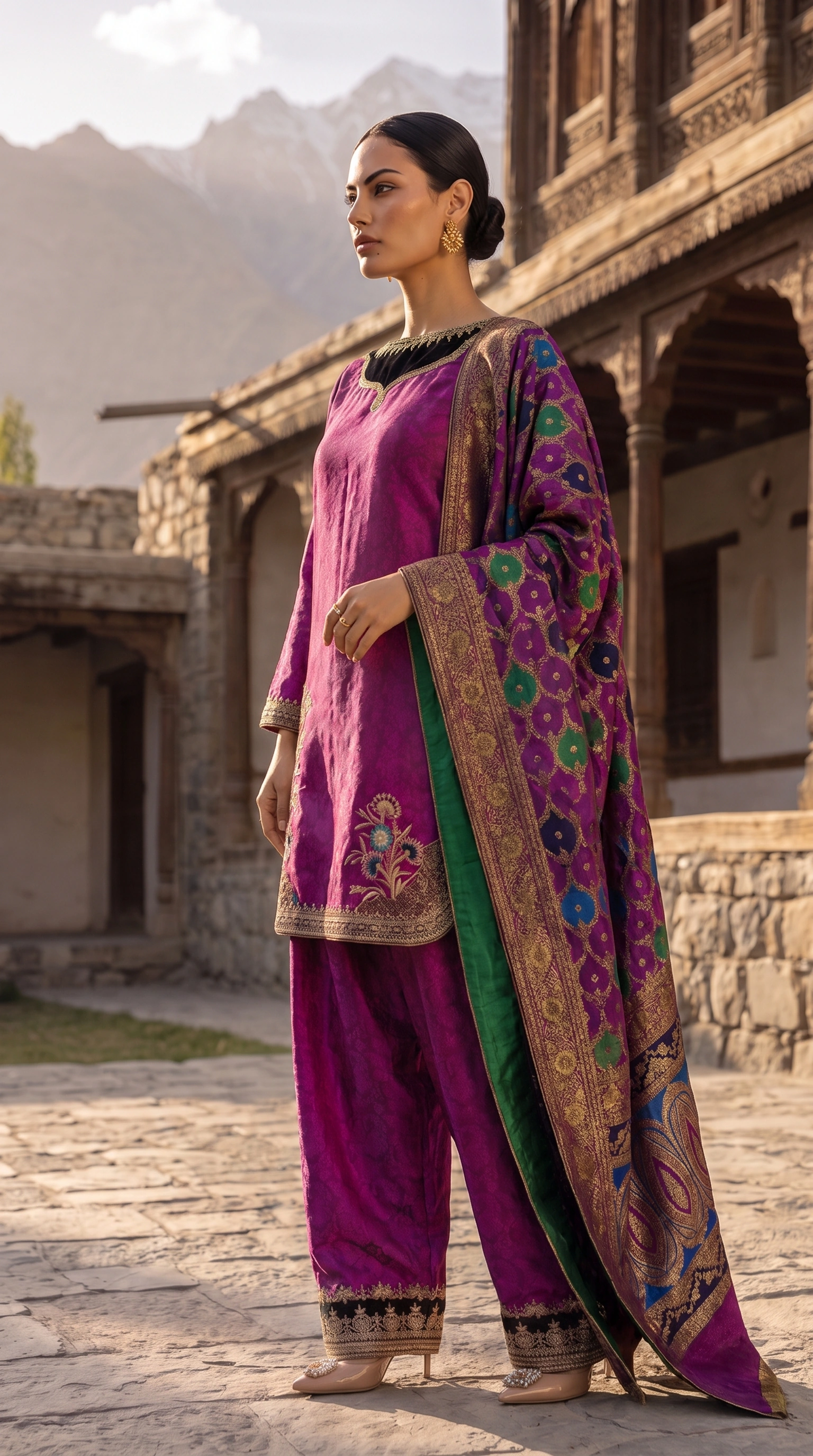 Orchid Mosaic with its jewel-magenta ensemble and richly patterned dupatta