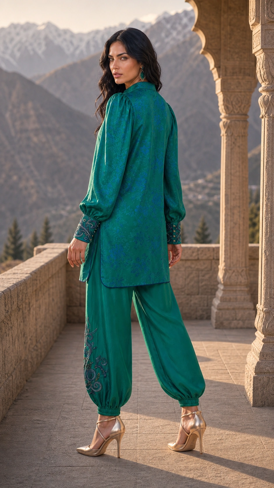 Back three-quarter view of the Verdant Reverie silhouette
